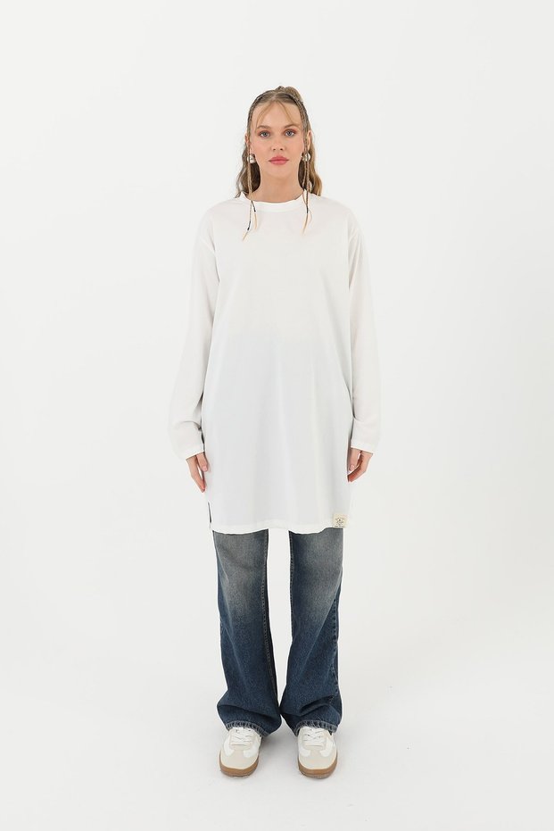 Kadın Basic Tunik - 30726TUN Ekru