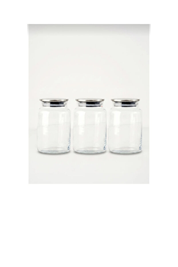 3-Piece Vacuum Glass Jar Set with Metal Lids 900 ml