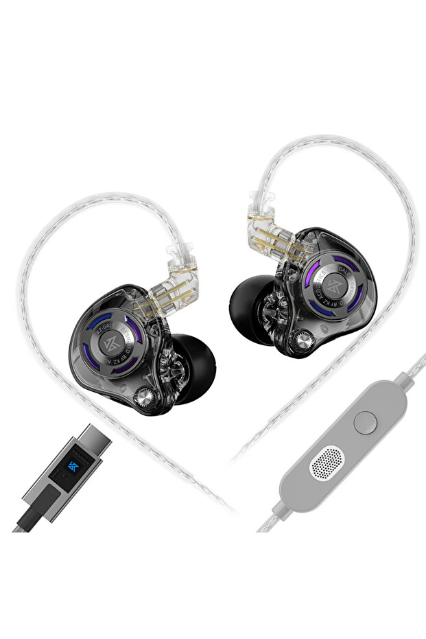 Black MIC EQ Type-c KZ-Gale Gaming Earphone Hi-Fi Acoustic Standards.Omnidirectional Dual Microphone
