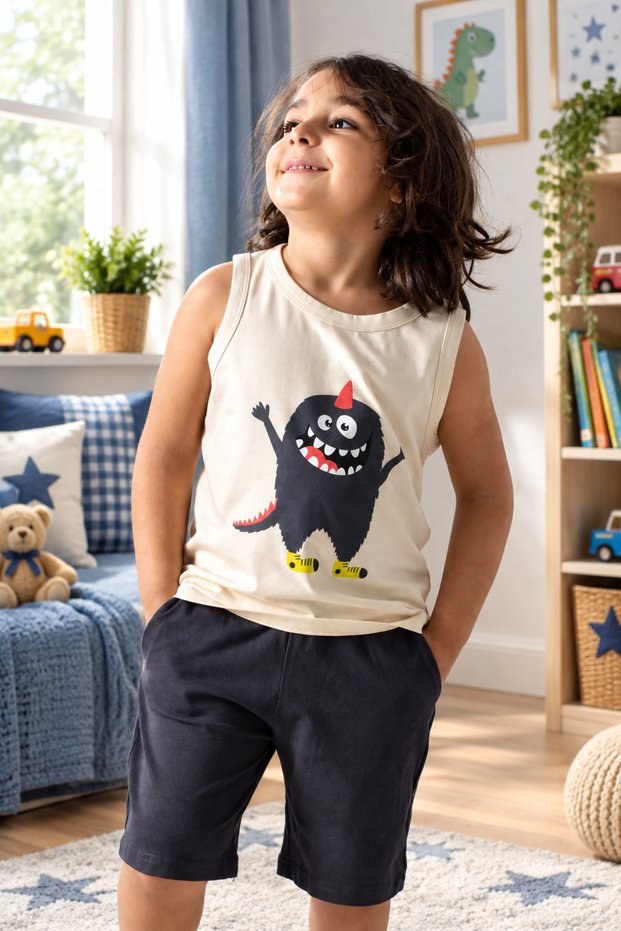 Boy's Printed Athlete-Shorts Set