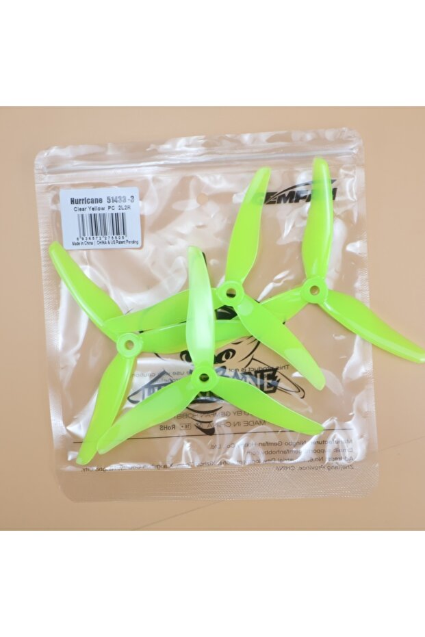 2pairs 51433 Yellow 2 Pairs/4 Pcs Gemfan 51433 5 Inch 3 Blade/Tri-Blade Propeller Props CW CCW Brush