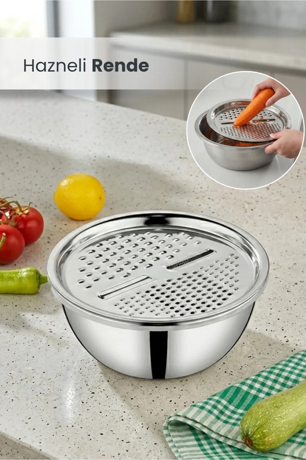 Grater with Stainless Steel Chamber, Multi-Purpose Mixing Grater Container, 24 cm