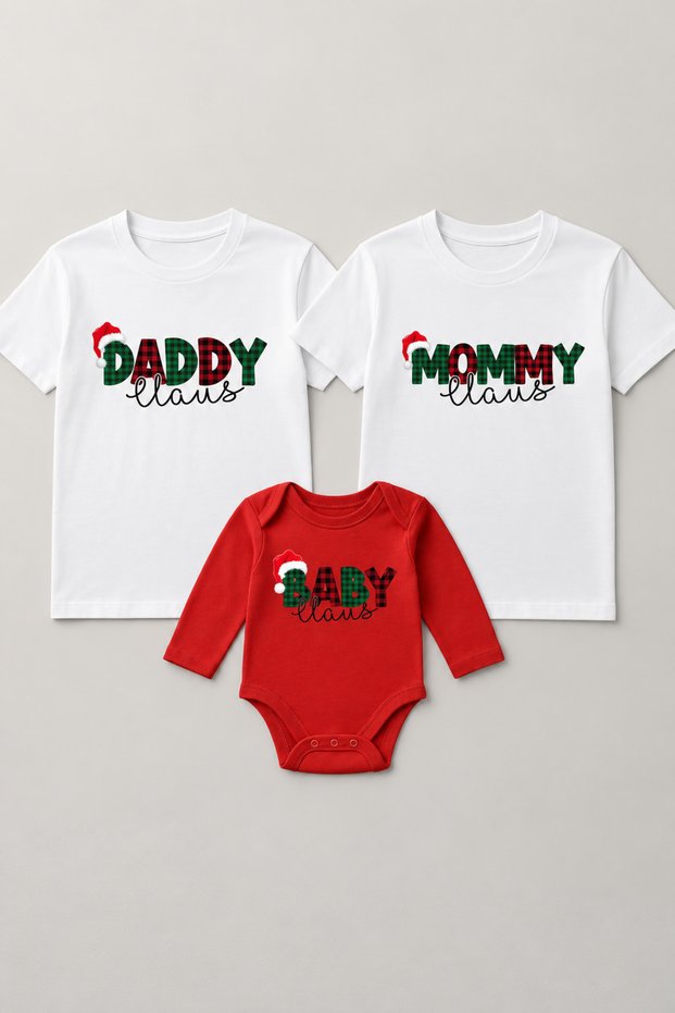 Daddy Mommy Baby New Year Christmas Printed Mother Father Baby Family T-Shirt Bodysuit Combination