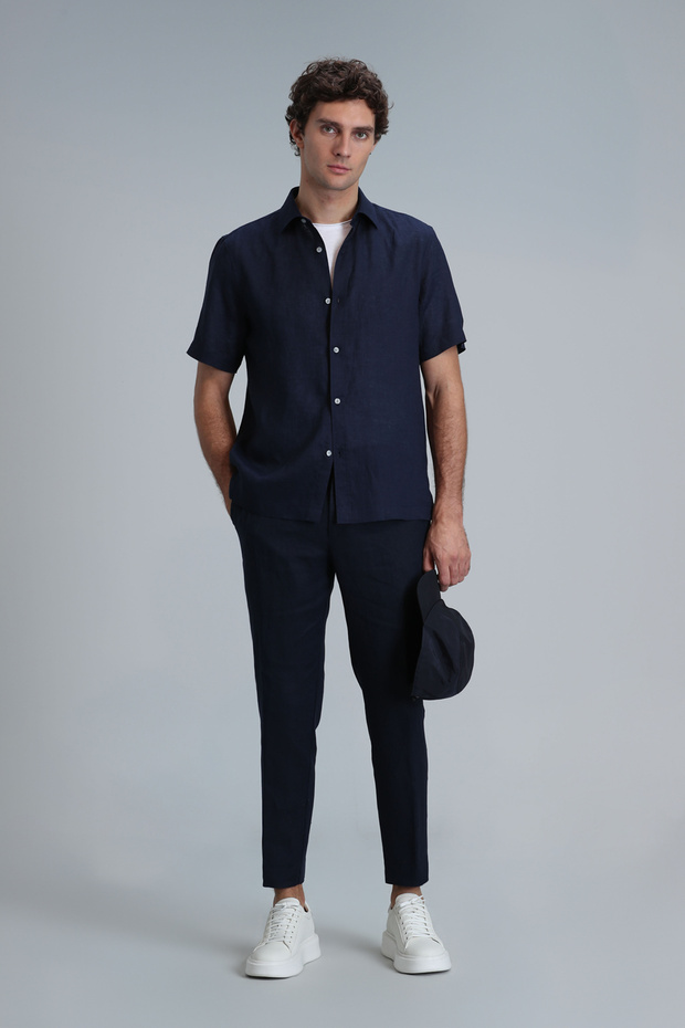 Karl Spor Men's Chino Trousers Slim Fit Navy Blue