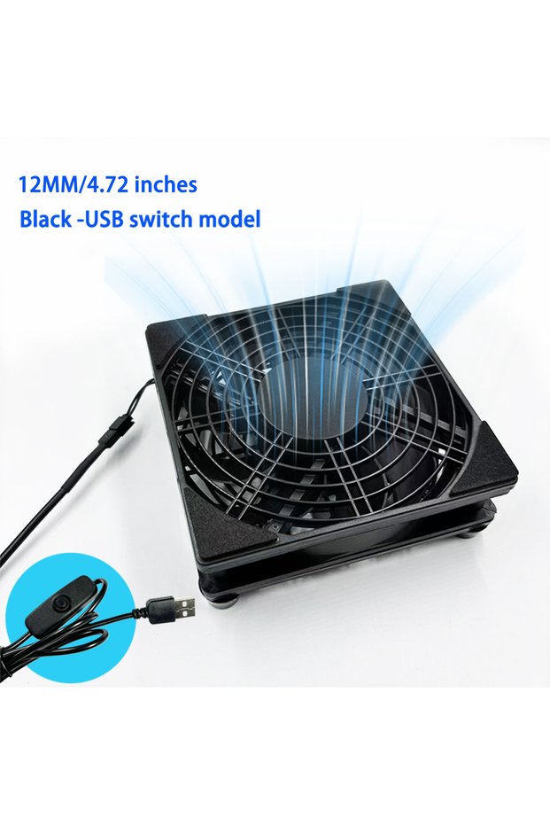 NO RGB black Switched Version 5V USB Small Fan for Router/PC/TV Box - Quiet Cooling Fan With/Without