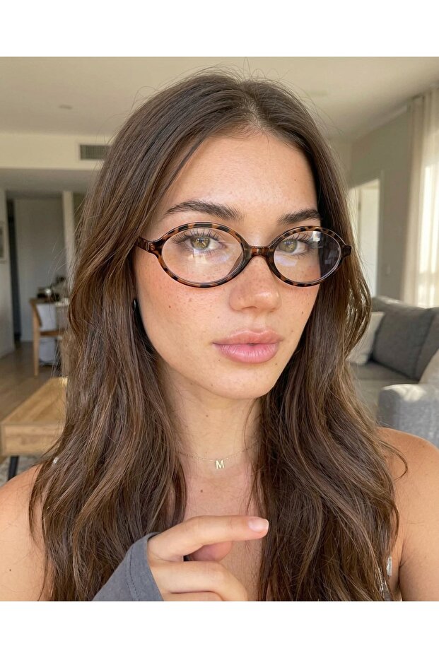 Miux Leopard Trend Model Ellipse Oval Blue Light Protection Glasses Changing Glass
