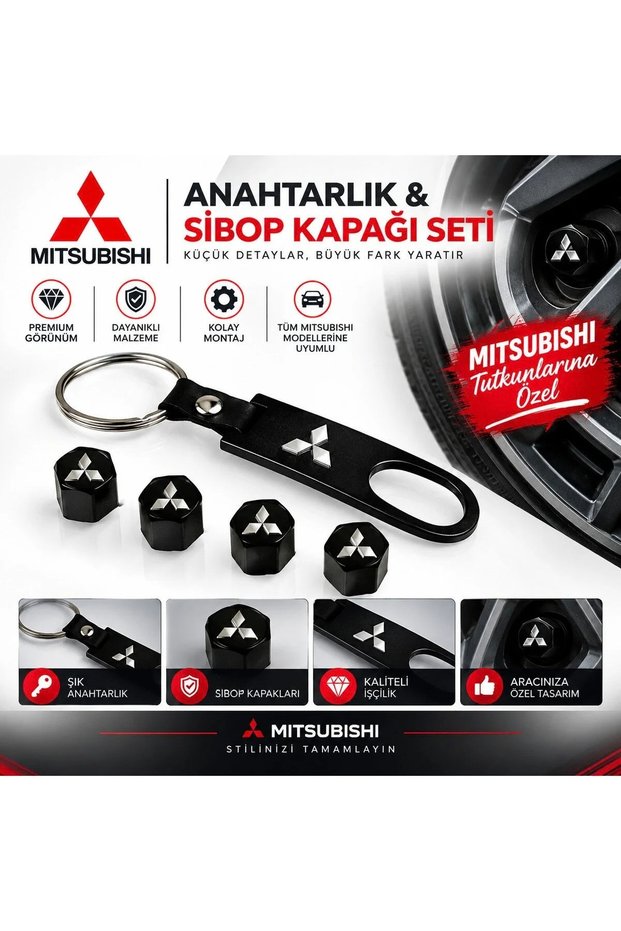 Keychain and Valve Cap Set 4-Piece Vehicle Accessory
