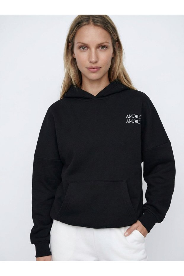 Amore Oversize Hoodie Women - Black