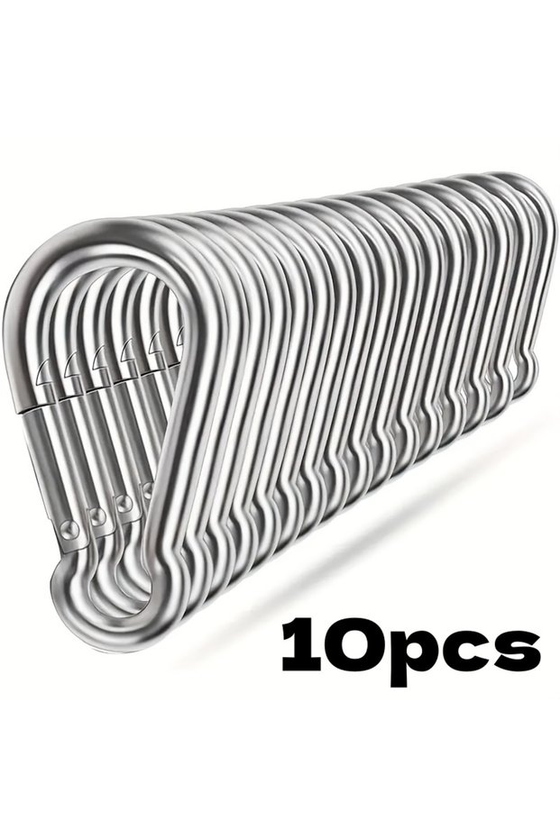 10pcs 10-Pack Outdoor Key Rings 50mm Spring Lock Hooks Carabiner Keychains Durable Spring Clasps for