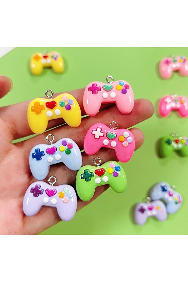 10pcs mix 10pcs Colorful Gaming Console Gamepad Resin Charms Cute Pendant For Earring Keychains Diy