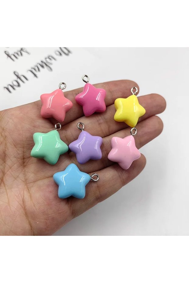 10pcs mix 10pcs Korea Colorful Small Star Charms Diy Findings Kawaii Keychain Earring Pendant Charms