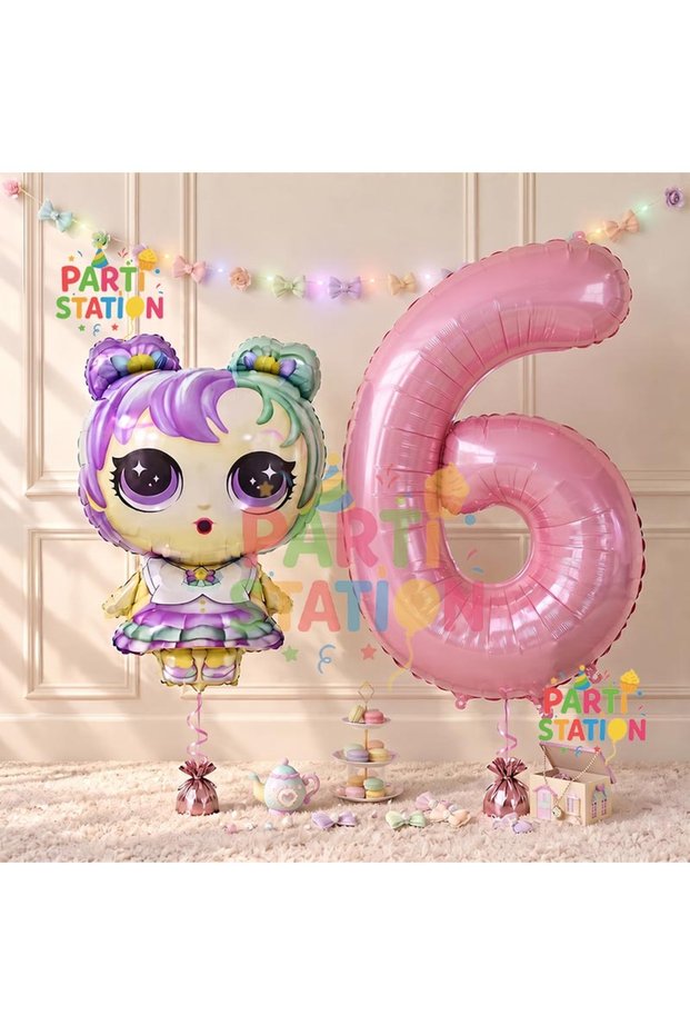 Baby 6 Years Old Balloon and Pink Number Balloon Birthday Party Set