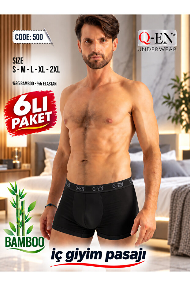Underwear Passage 500 Men's Bamboo Boxer Briefs Economical Pack of 6