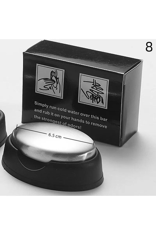 8 Oval Stainless Steel Deodorant Metal Soap Kitchen Garlic & Fish Deodorising Hand Washing Soap Deod