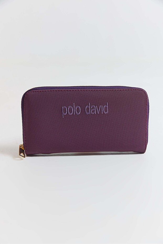 Purple Woven Fabric Large Size Multi-Compartment Internal Structure Zipper Detailed Daily Wallet