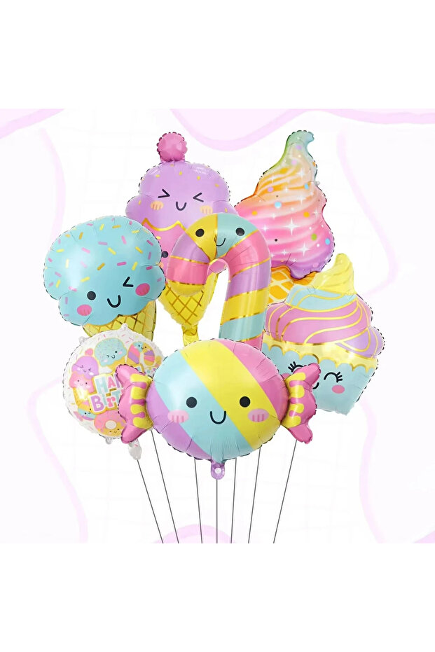 Other AS PICTURE Candy A 7pcs Colorful Summer Candy & Ice Cream Theme Balloons Pink Birthday for Pri