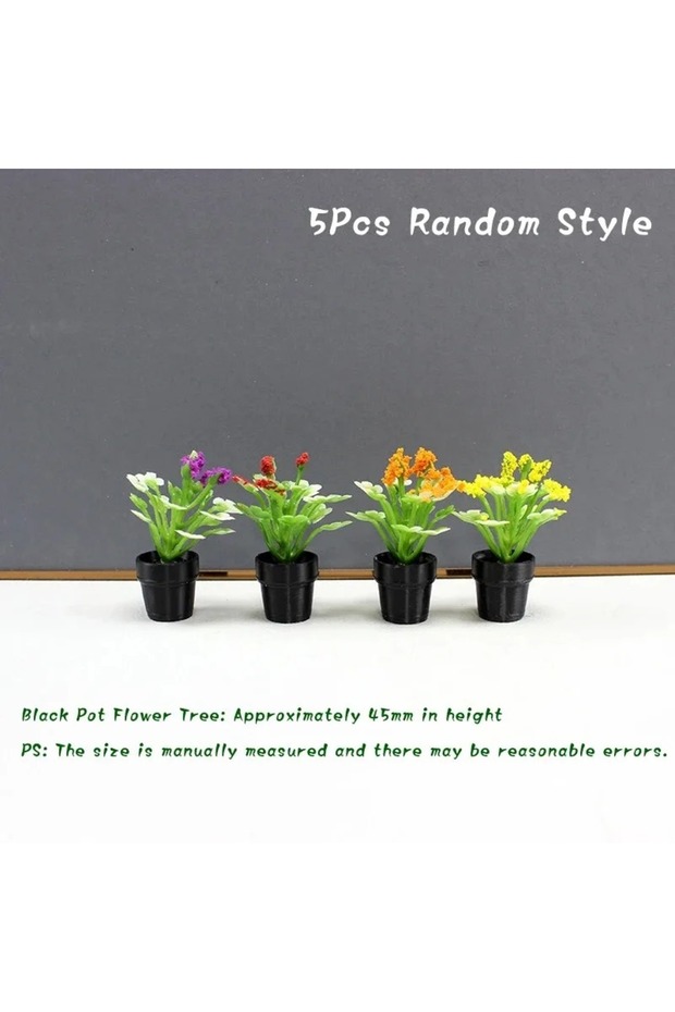 C 5PCS MIX 5Pcs 1:12 Dollhouse Simulation Plant Potted Model Dollhouse Fairy Garden Miniature Deskto