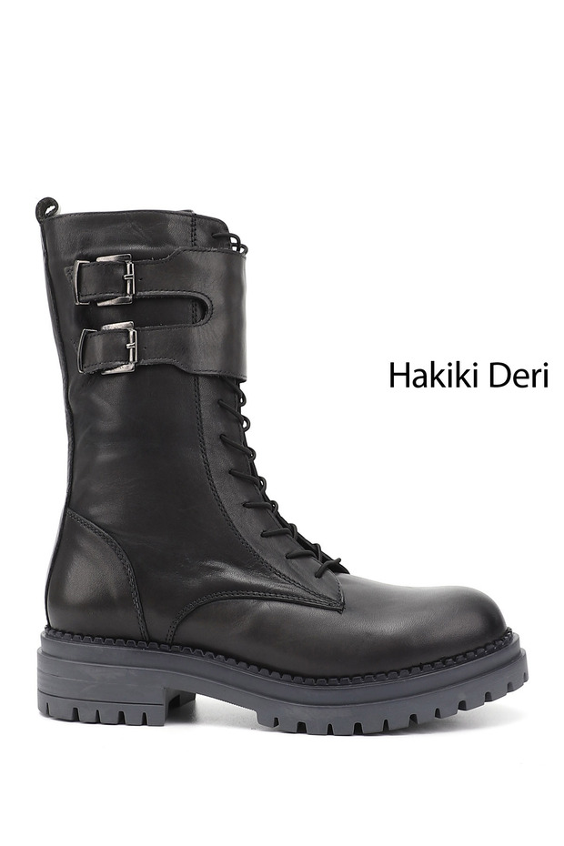 Women's Gray Zippered Genuine Leather Boots