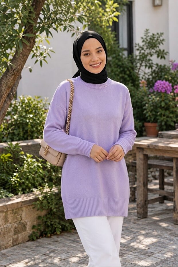 Lila Crew Neck Oversize Women's Knitwear Tunic