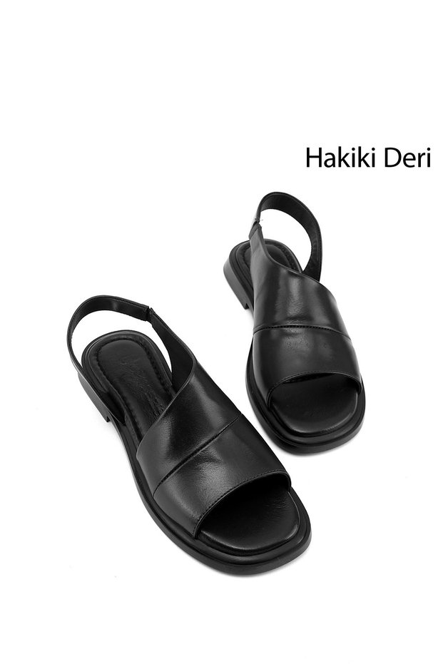 Women's Black Genuine Leather Sandals