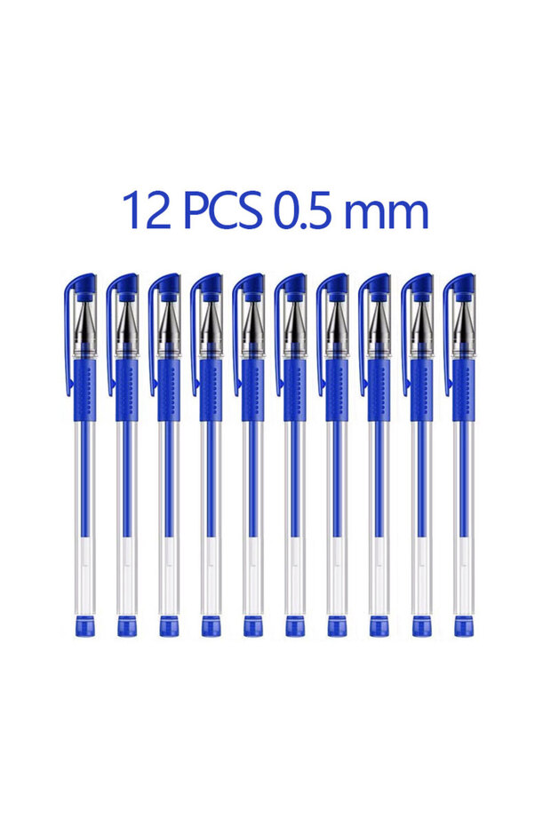 Type B 12 Blue 12 Pieces Box Gel Pens Large Capacity No Refill Stationery Fine Point 0.5mm Blue Ball