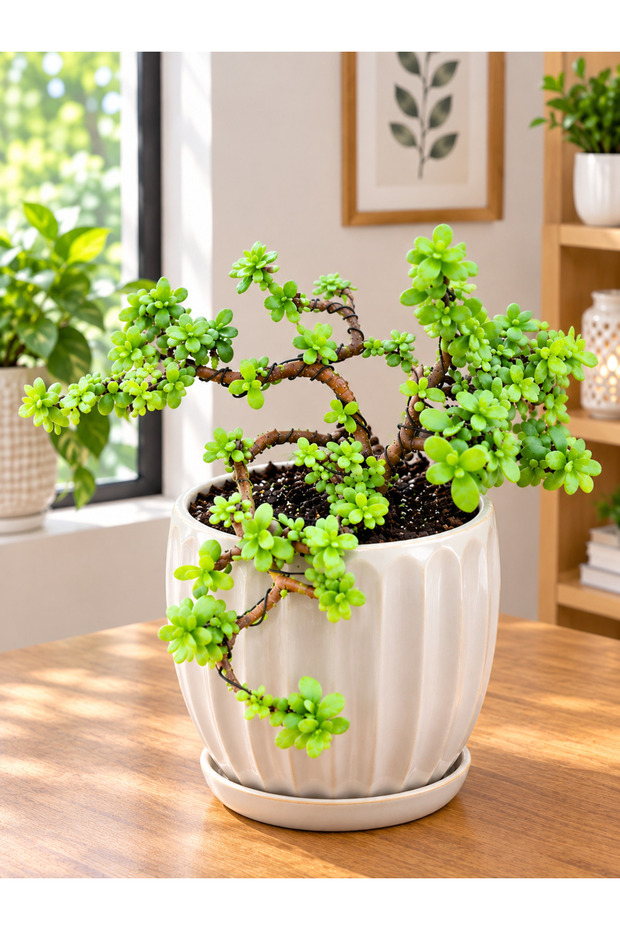 Dwarf Jade Afra Bonsai Jade With Ceramic Pot