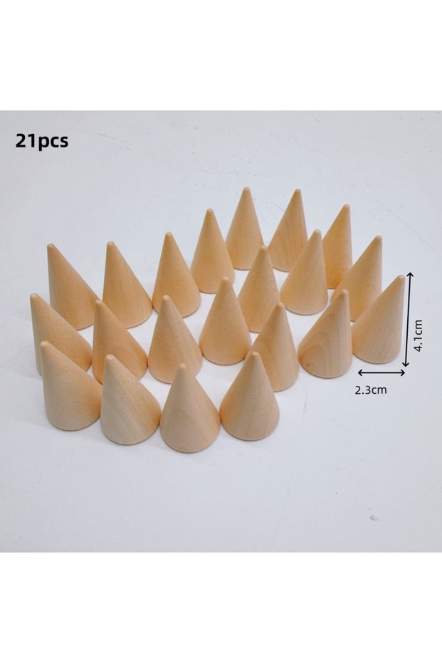 21pcs Wooden Cone Creative Ring Holder Jewelry Stand Display Earring Ring Holder Organizer Display T