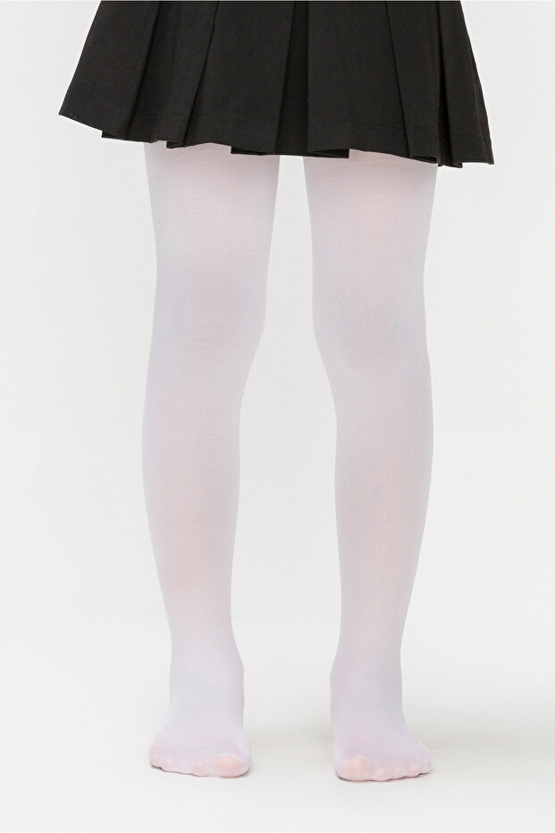 Girl's Pretty 20 White Pantyhose