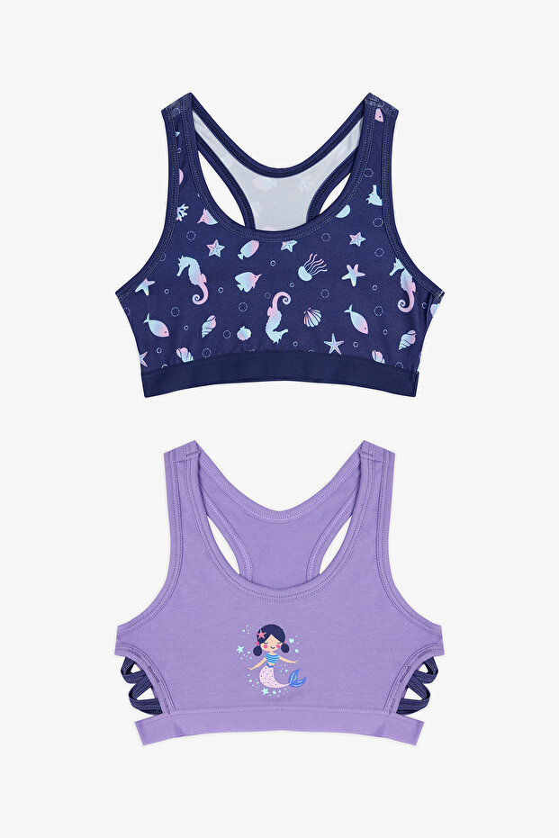 Girl's Mermaid 2-Piece Multicolor Sports Top