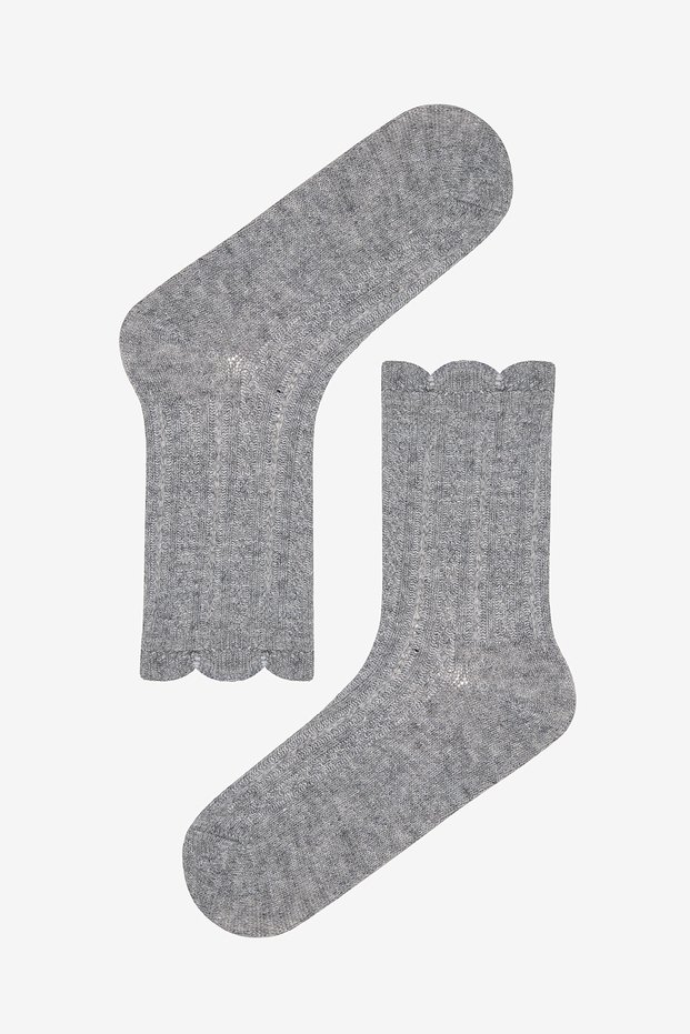 Ruffle Jacquard Dark Gray Socks