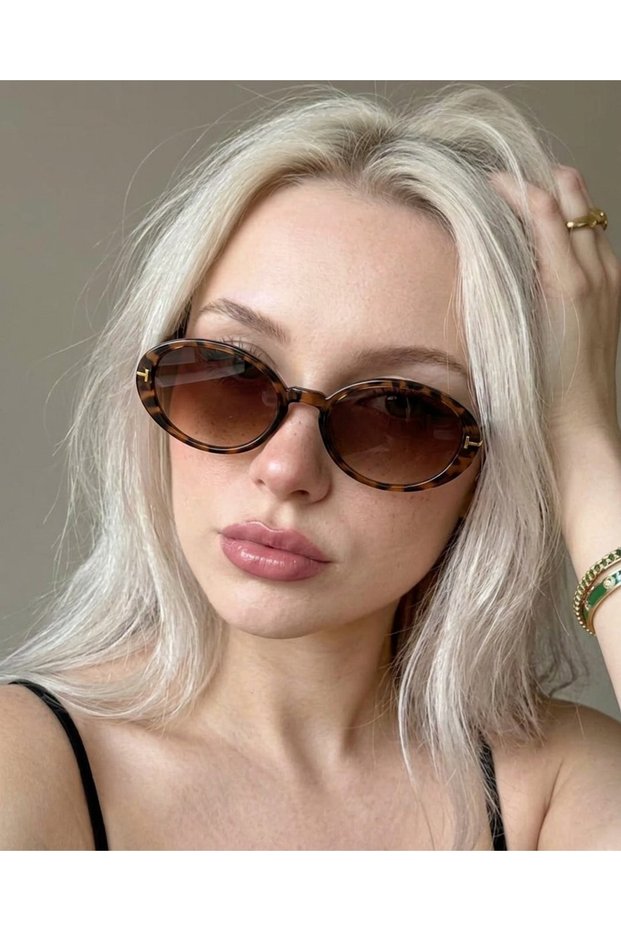 Lille Leopar Brown Glass Oval Ellipse Trend Model Sunglasses 58 18 145