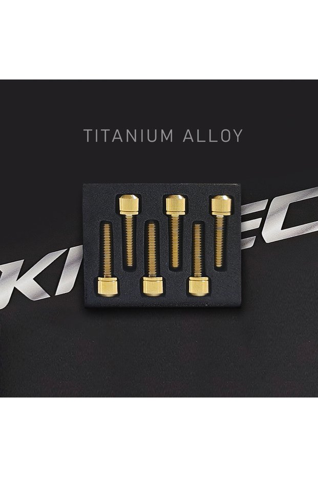 Gold KRSEC Bike Stem Bolts Titanium Alloy Bolts Screw Brake Lever Screw M5 X 18mm Bolts with Washers