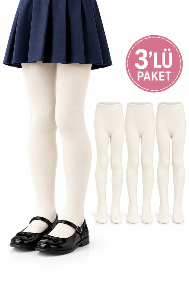 Girls' Cotton Pantyhose 3-Pack Seamless Toe Winter Wear 0-14 Years