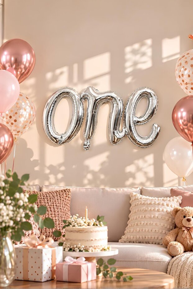 One Silver Foil Balloon - Baby Kids Party Celebration Set