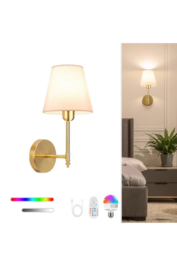 15Rgb Golden -1Pack Wireless Rechargeable Battery-Powered Wall Light with 4000 Mah, Dimmable, Detach