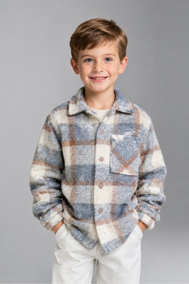 Sherpa Plaid Pattern Children's Jacket