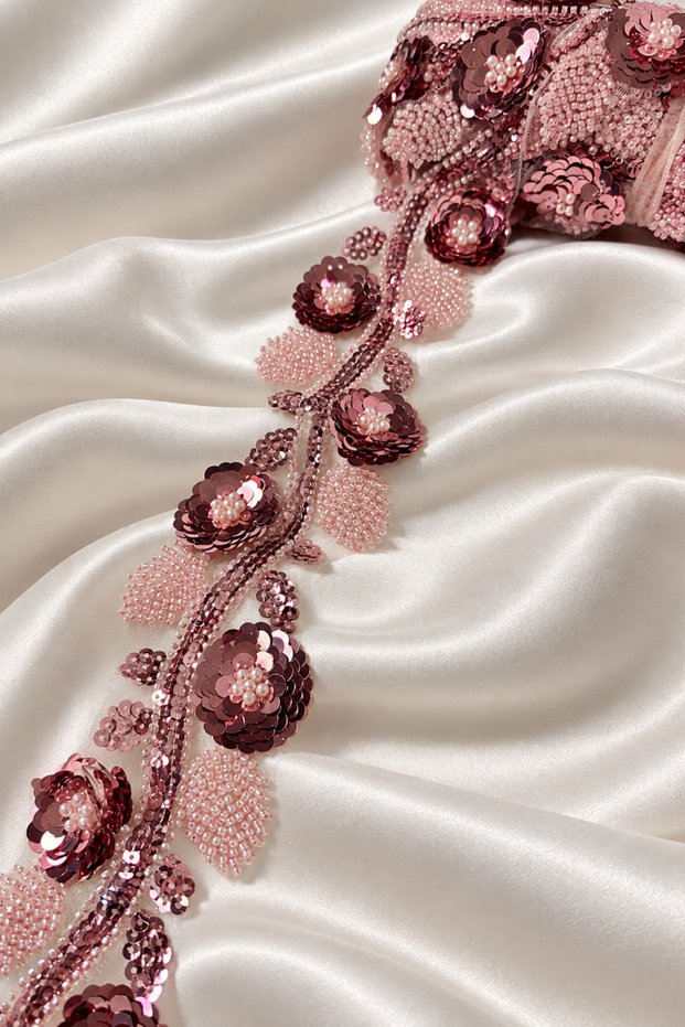 Sequin Embroidered Stone Ribbon (1 Meter)
