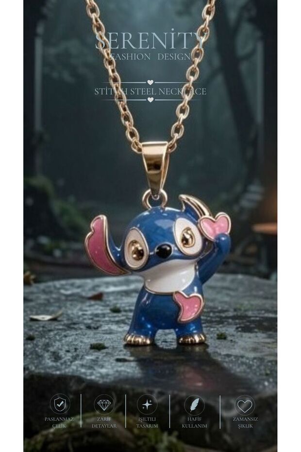 Lilo Stitch Figür Çelik Kolye06