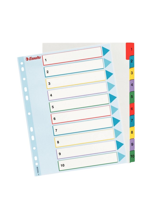Rewritable index, A4, numbering 1-10,