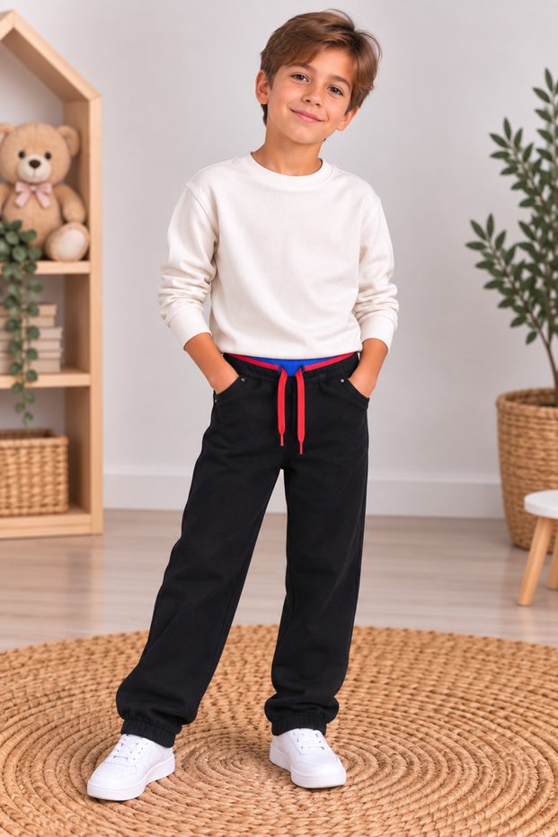 Camisole Belted Boy's Jeans Black 2492