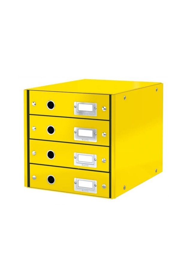Dulap cu 4 sertare, galben, Click&Store