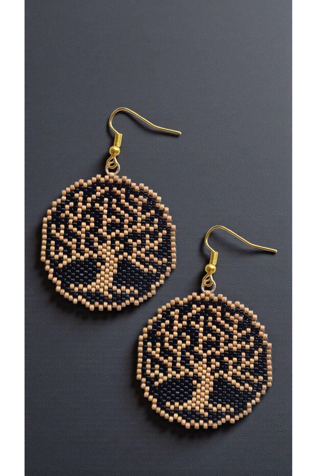Miyuki Bead Handmade Tree of Life Earrings 3