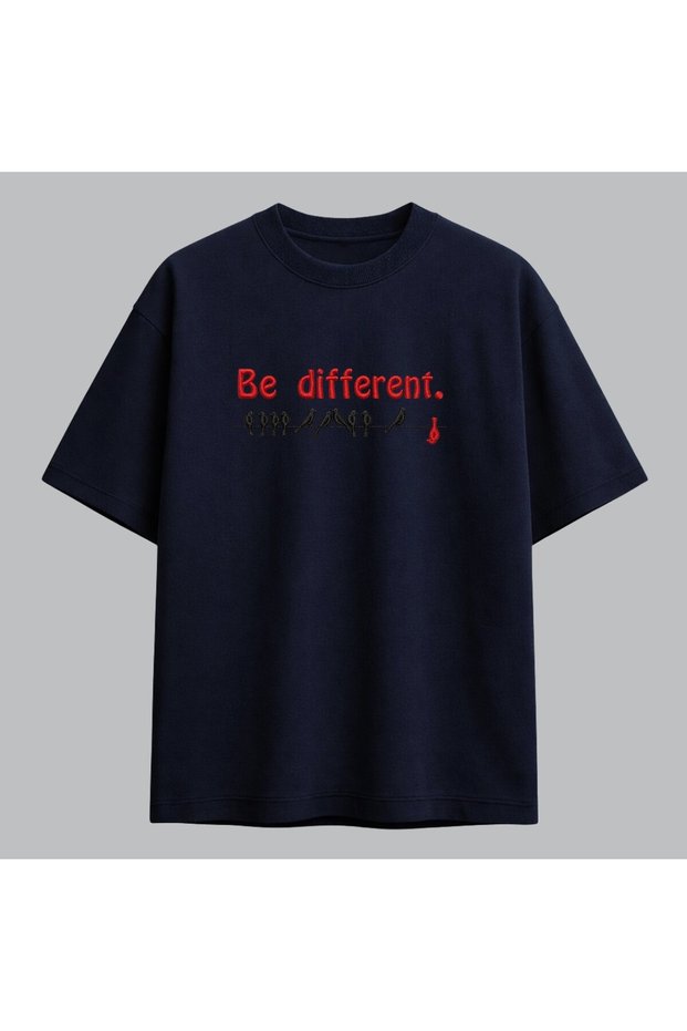Be Different Written Minimal Embroidery T-Shirt Unisex 100% Cotton