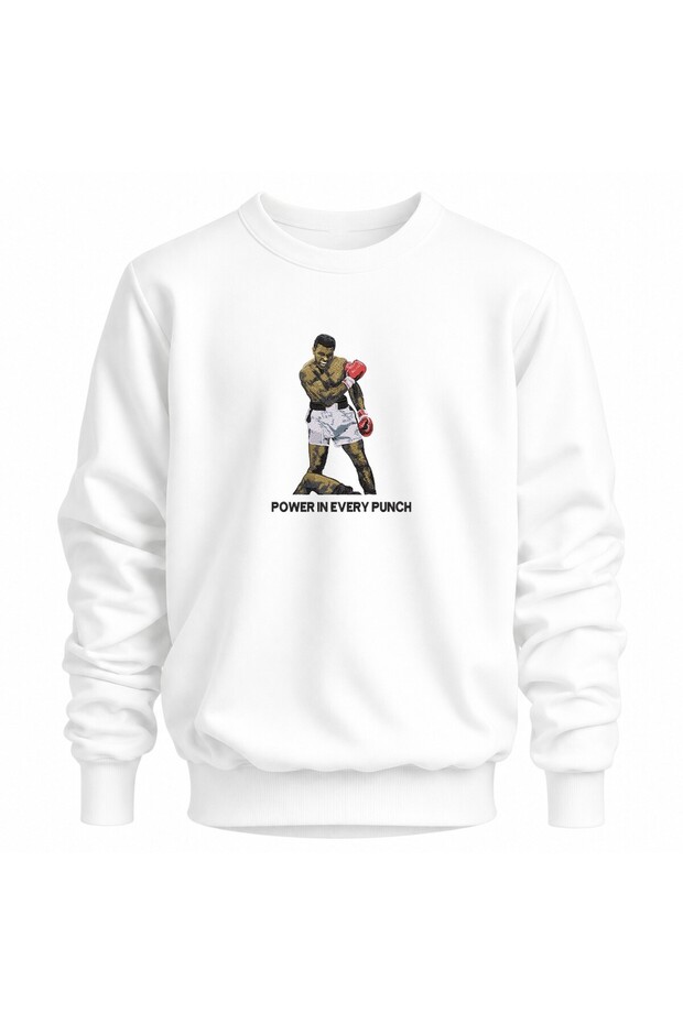 Power in Every Punch Boxing Embroidered Crew Neck Sweatshirt Unisex