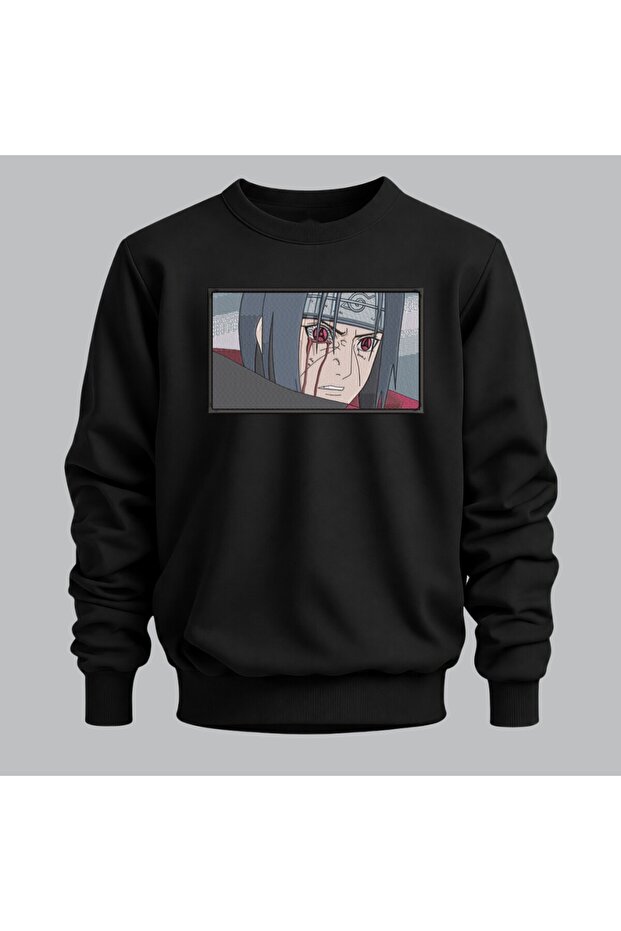 Itachi Uchiha Naruto Anime Framed Embroidered Crew Neck Sweatshirt Unisex