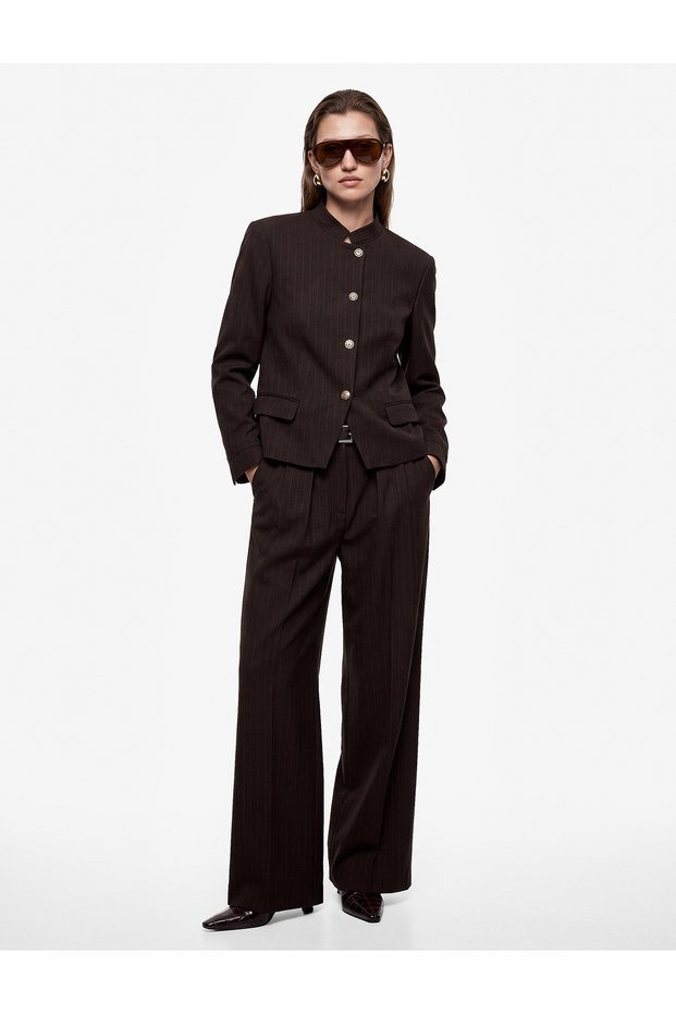 High Waist Wide Leg Pleated Pants with Belted Pockets