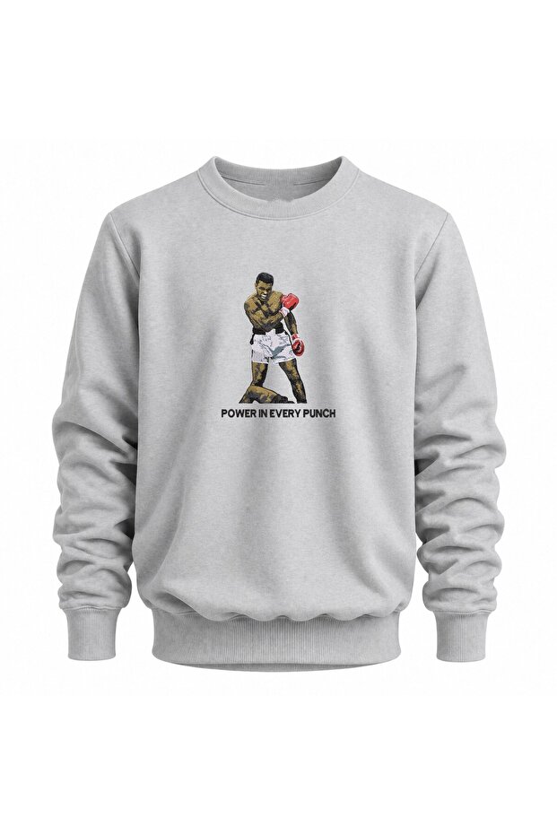 Power in Every Punch Boxing Embroidered Crew Neck Sweatshirt Unisex