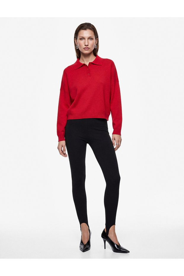 Long Sleeve Buttoned Polo Neck Knitwear Sweater