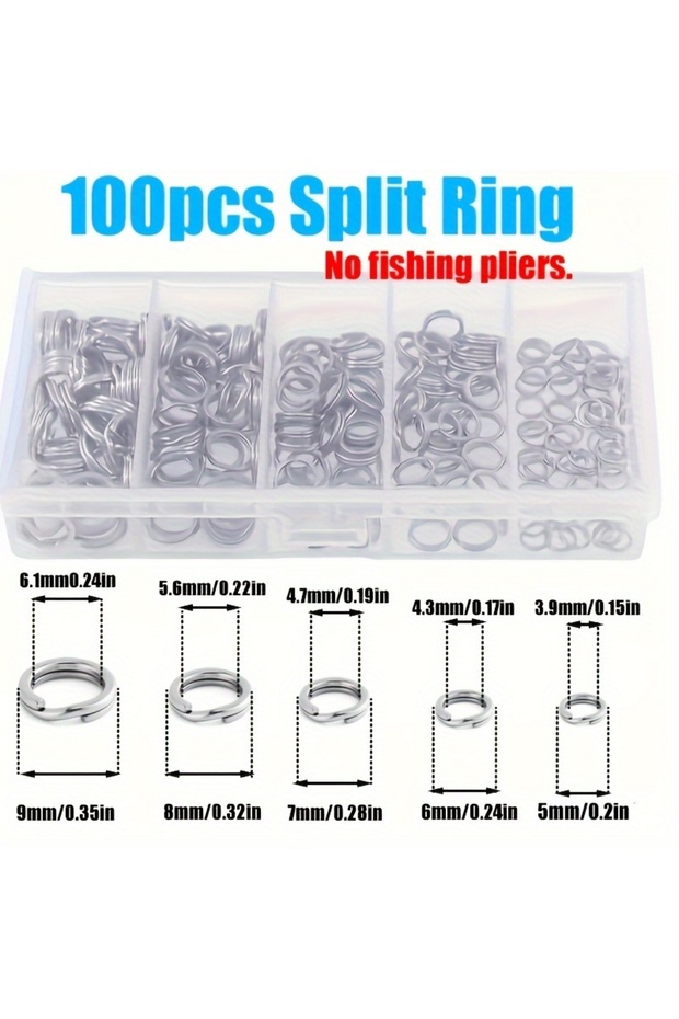100pcs 100pcs/200pcs High Strength Heavy Stainless Steel Split Ring Lure Connector with Fishing Plie