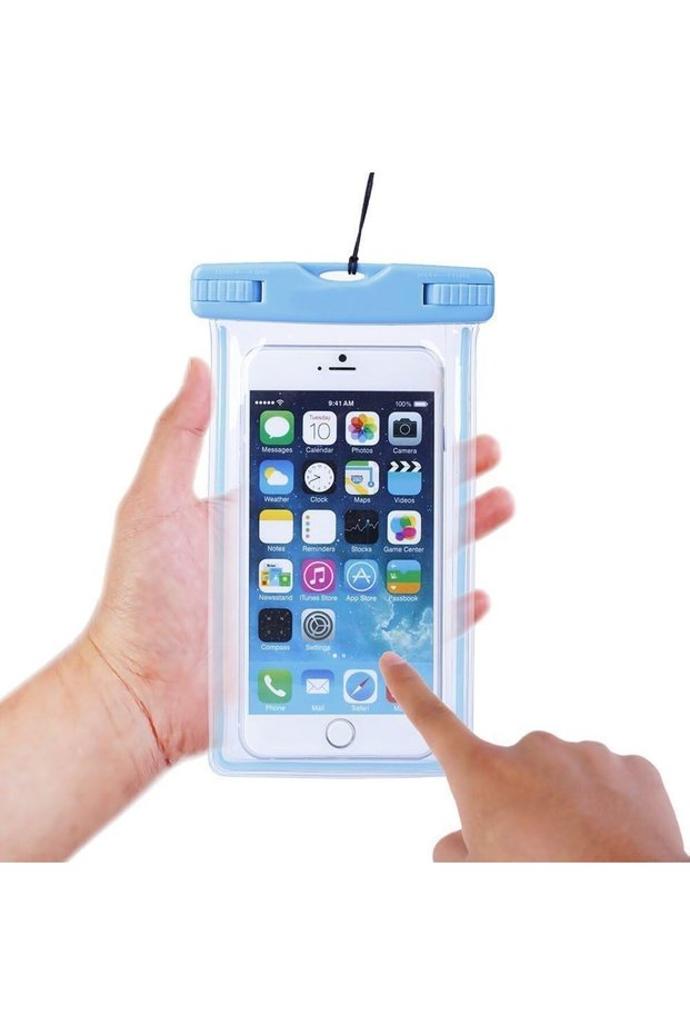 Waterproof Phone Pouch Bag with Lanyard, Blue, Universal Fit
